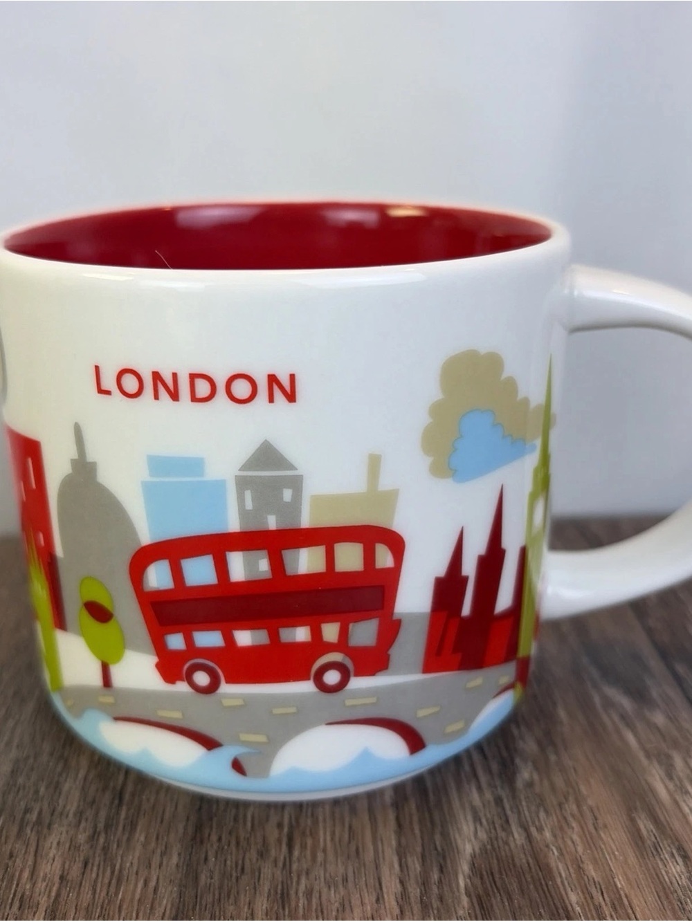 2019 Starbucks London You Are Here Collection 14 Ounce Ceramic Mug Red Interior